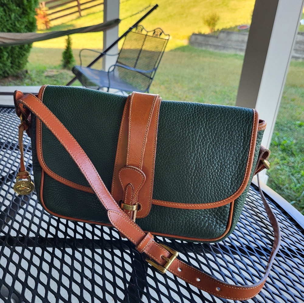 Dooney & Bourke Vintage Equestrian Crossbody Bag All-Weather Leather Green